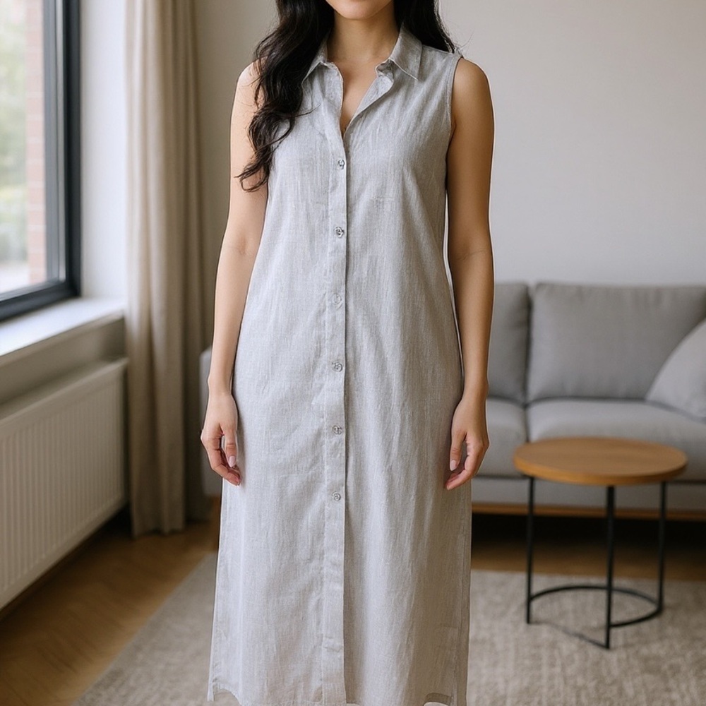 Rag & Bone Women's Gray Cotton/Silk Utility Button Midi Shirt Dress Size Small
